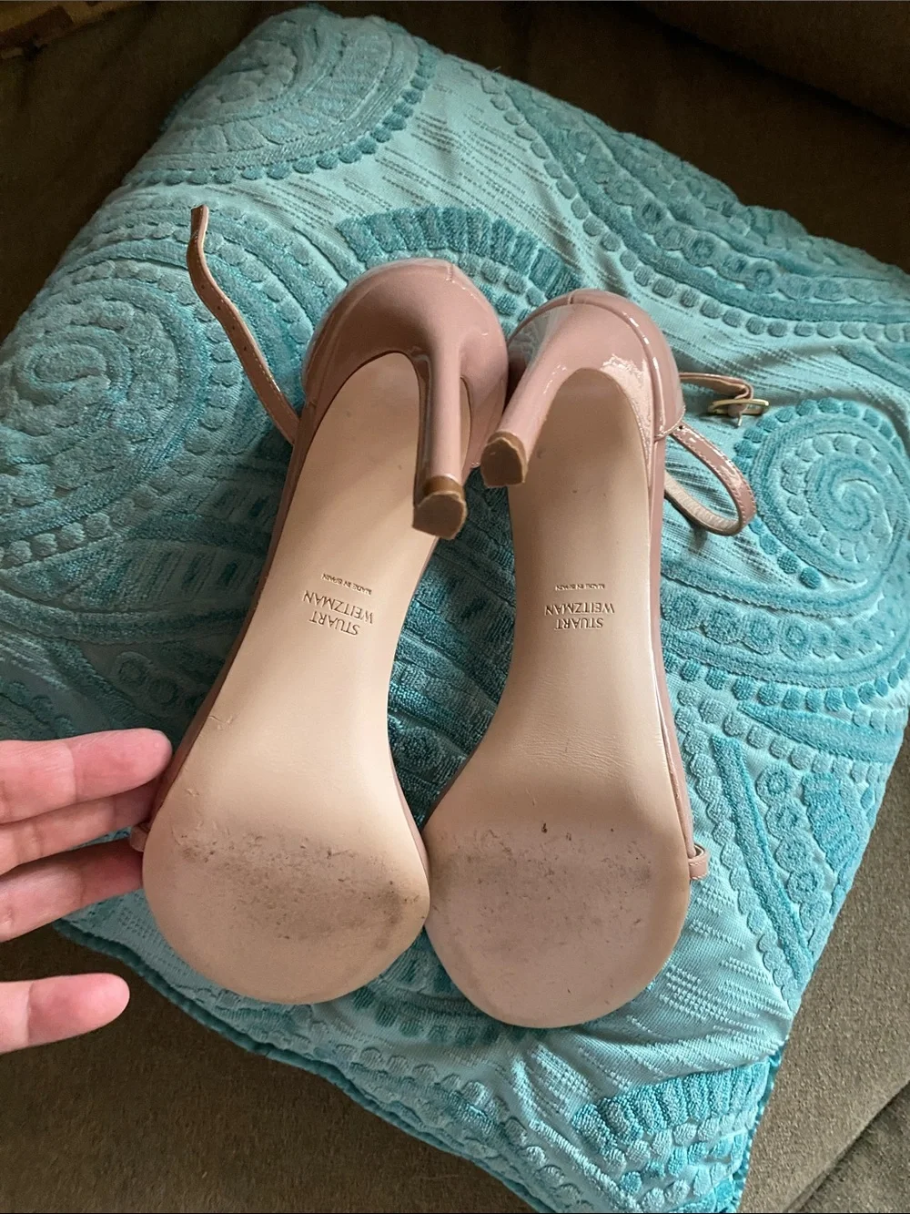 Stuart Weitzman Blush Pink Ankle-Strap Stiletto Sandals